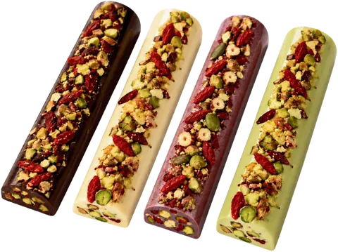 VIVA PISTACHO BAR — Barras artesanales de chocolate con pistachos, frutos secos y superalimentos. Sabores: semi-amargo · blanco · açaí · matcha.